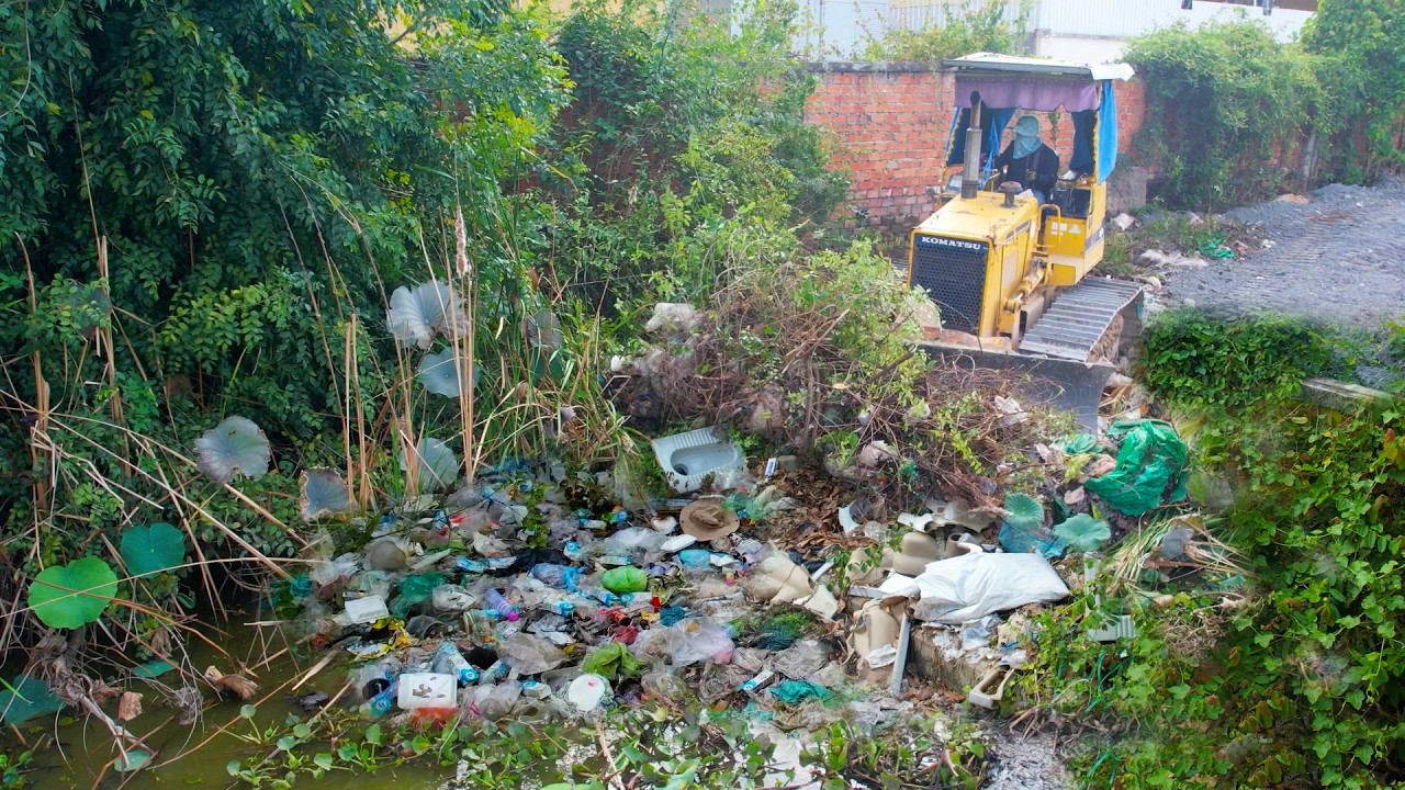 Fantastic Update Project! Land Filling, Delete Garbage Dump by Skill Komatsu D31p Dozer Pushing Soil