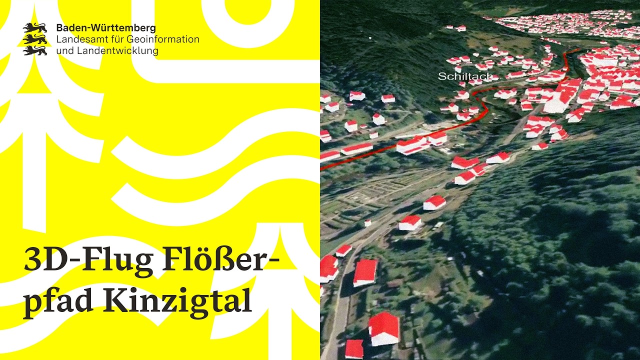 3D-Flug von Wolfach nach Loßburg - Flößerpfad Kinzigtal