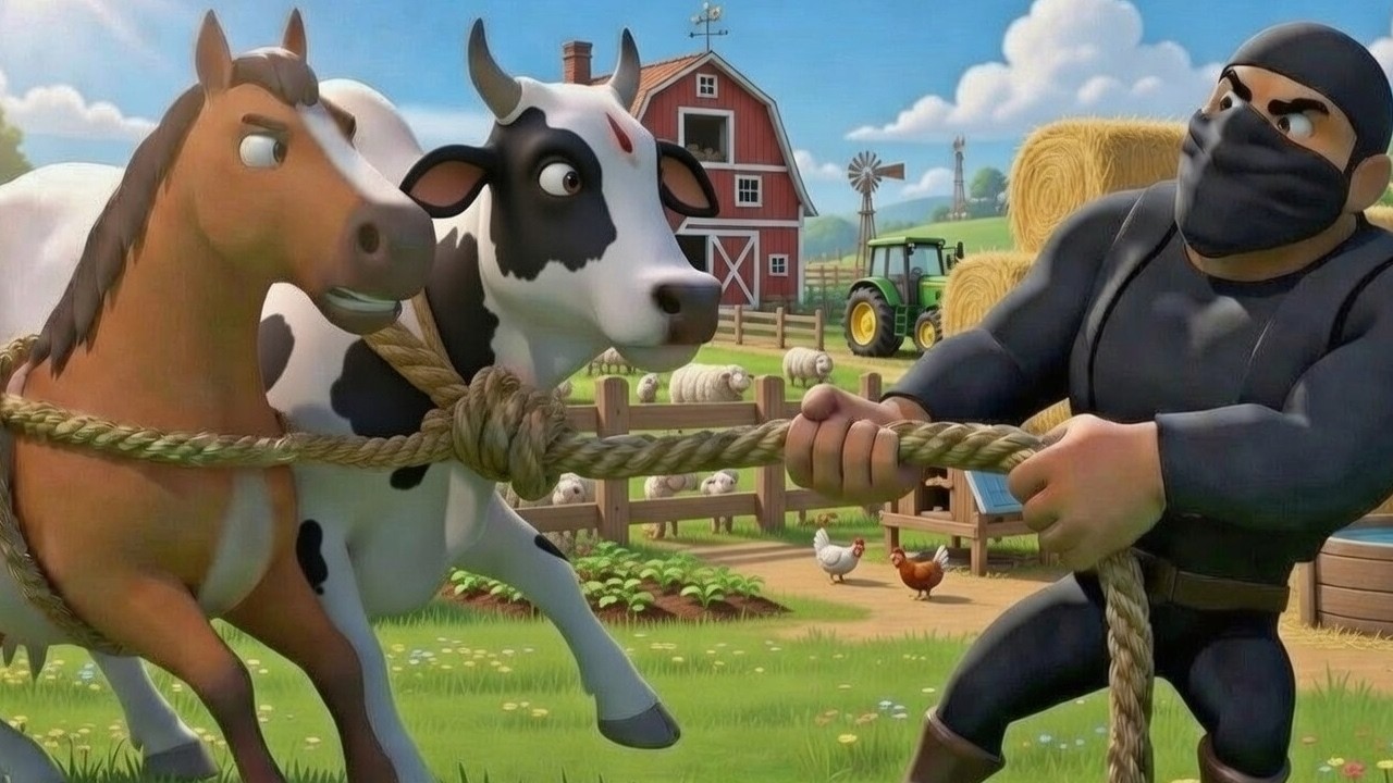Oh No! 😱 Sneaky Thief Steals Old MacDonald's Farm Animals at Night! 🌙🐄🚔