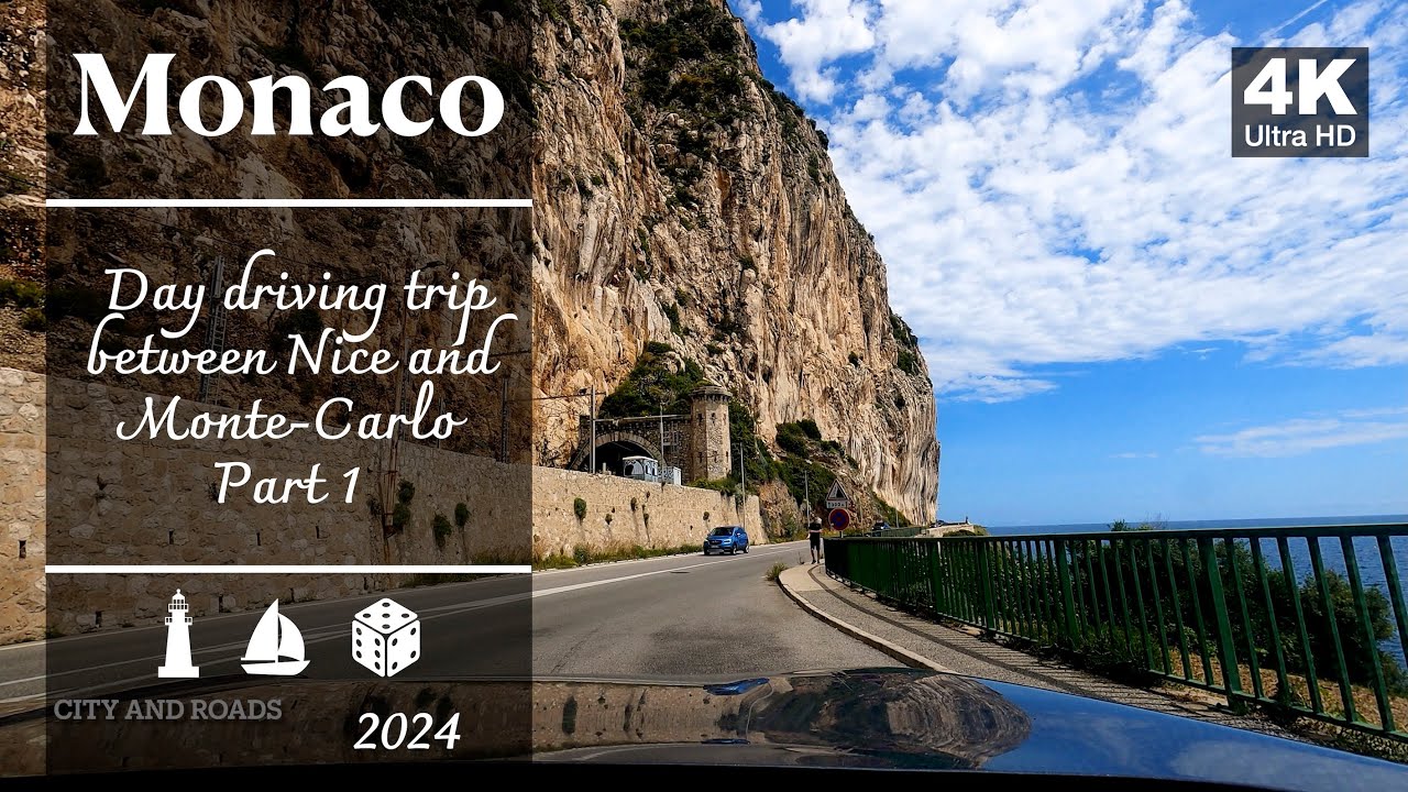 Scenic road trip between central Nice and Monte Carlo | real-time 4K driving