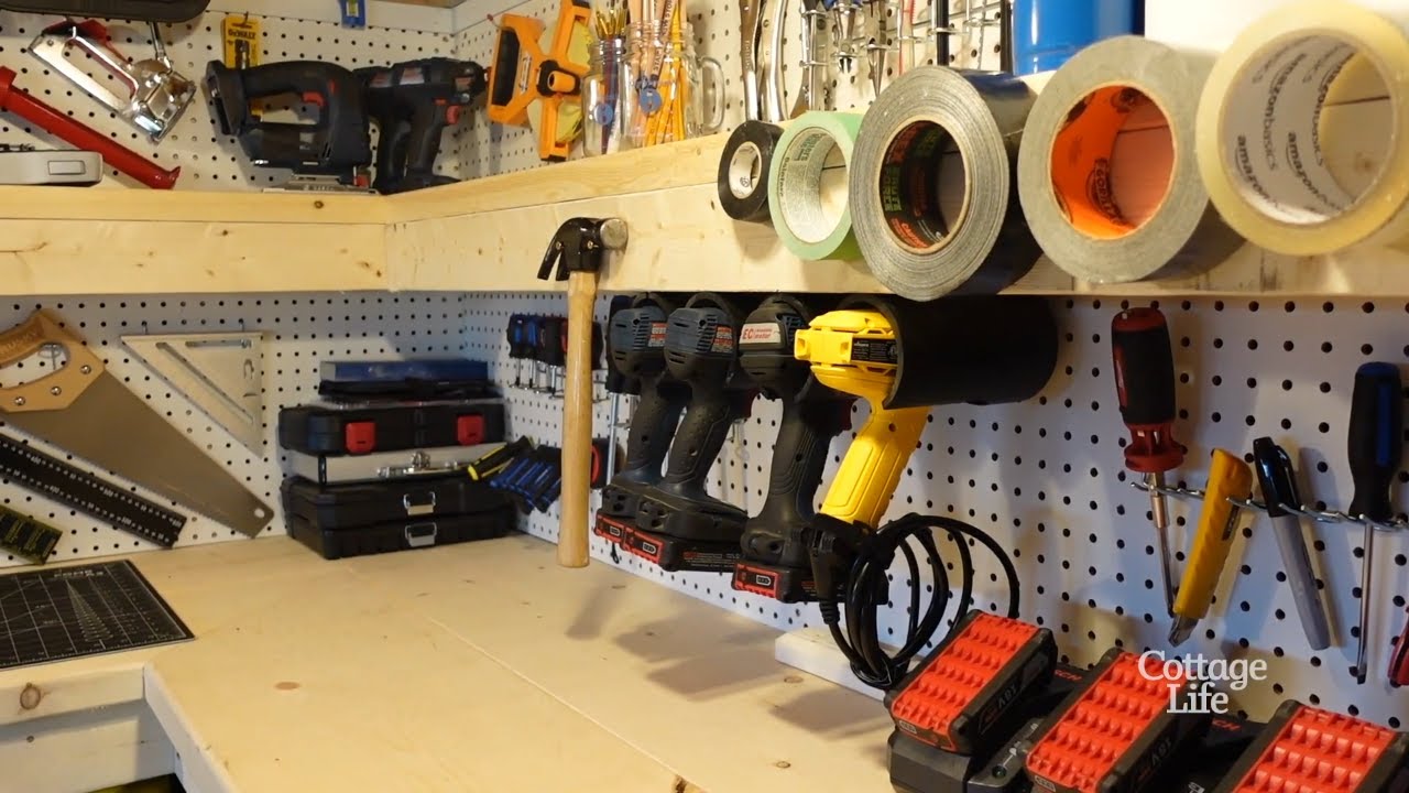 BUILDING A CORNER WORKBENCH FOR GARAGE | Cottage Coach VLOGs