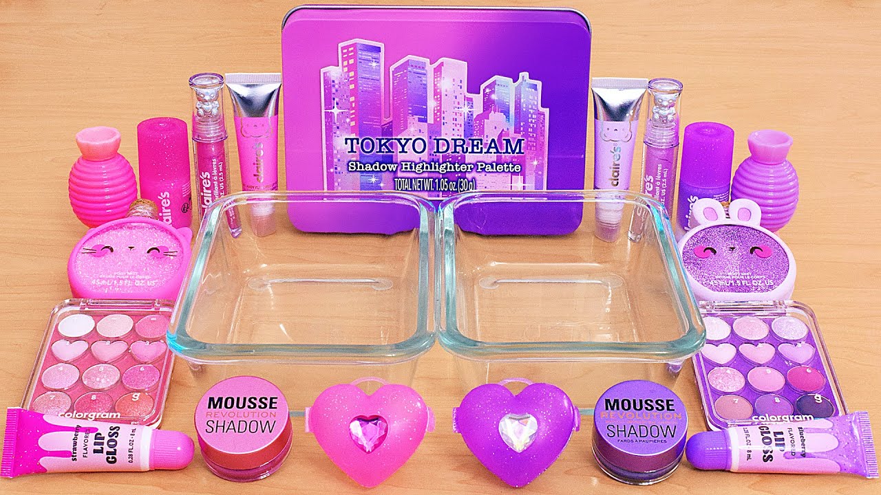 Pink vs Purple - Mixing Makeup Eyeshadow Into Slime ASMR