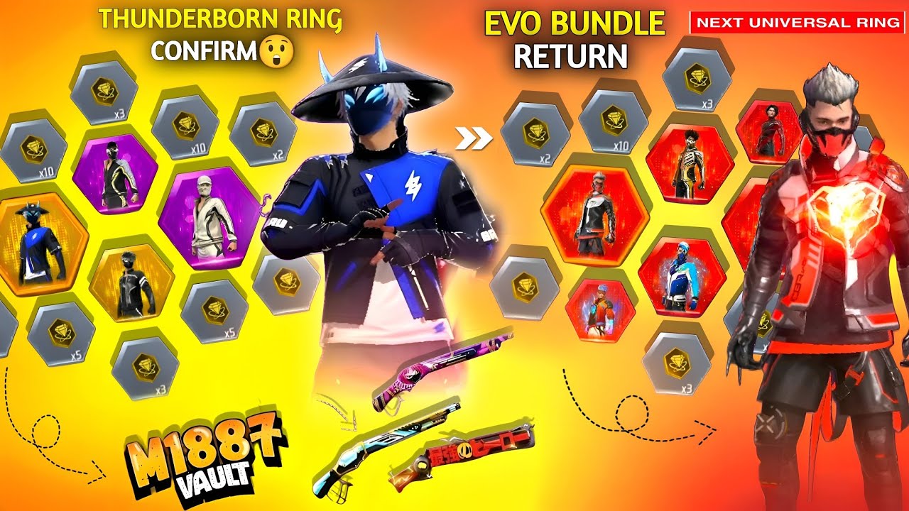 Evo Bundle Return💥 ThunderBorn Mvp Bundle Event😍🎉| Paradox, M1887free fire new event| ff new event