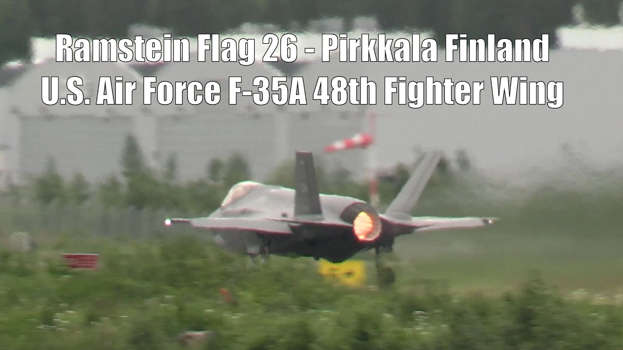 Ramstein Flag 26 - 48th Fighter Wing F-35A Jets - 8 planes - Take Off For Mission - Finland