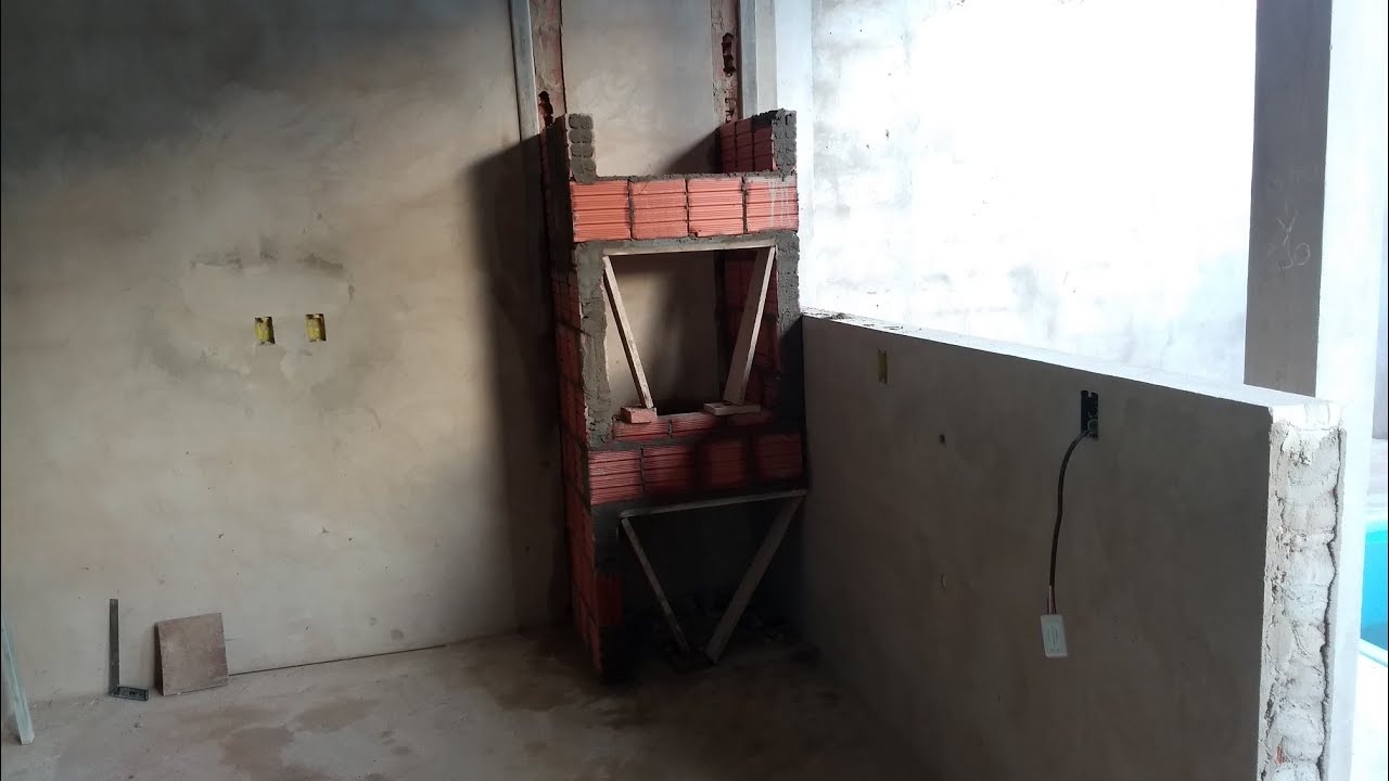 Churrasqueira de tijolo (1 video) passo a passo desde a marcação até ao revestimento