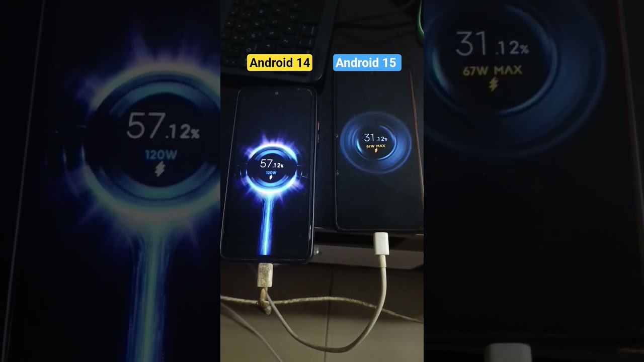 Android 14 vs Android 15 Charging Animation | Xiaomi HyperOS #android14 #android15 #battery