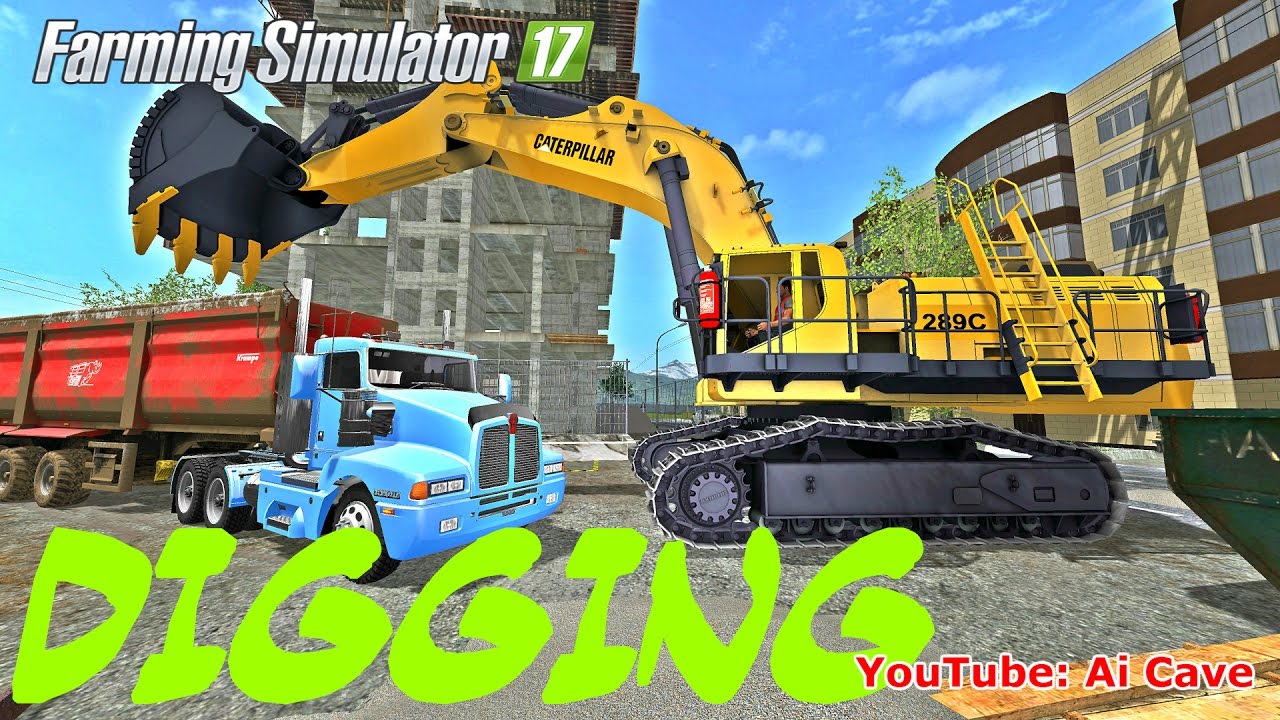 Farming Simulator 17 Моды: Копаем - Экскаватор Caterpillar 289C & KENWORTH T600 Тягач.
