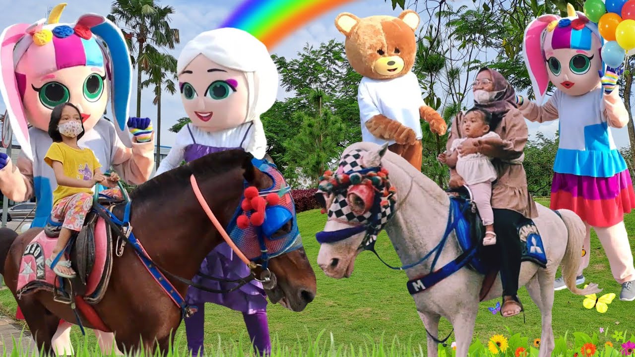 Kuda dan Badut Karakter lucu Joget | Lagu Naik Delman Remix Terbaru | Naik Kuda | Riding horse