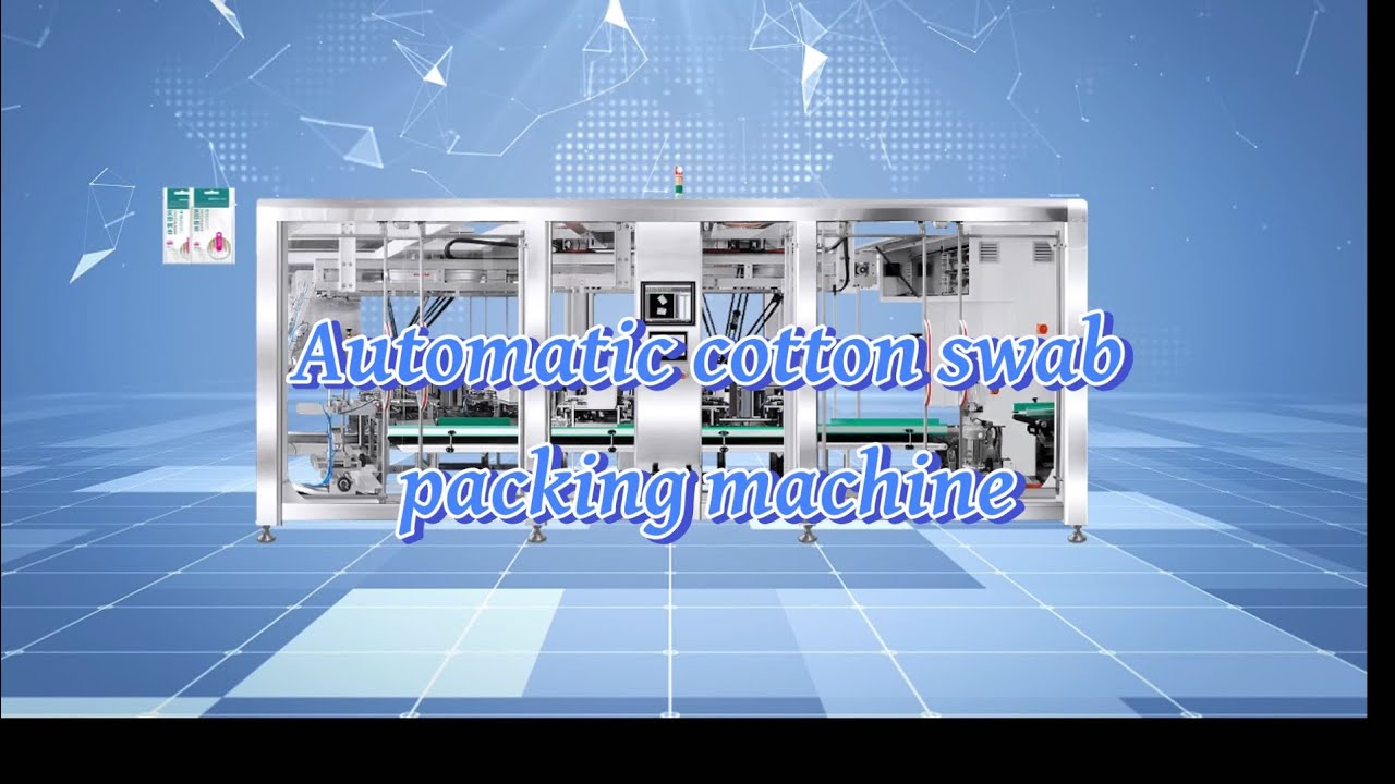 Automatic cotton swab packing machine.Vision-guided, high-speed pick and place
