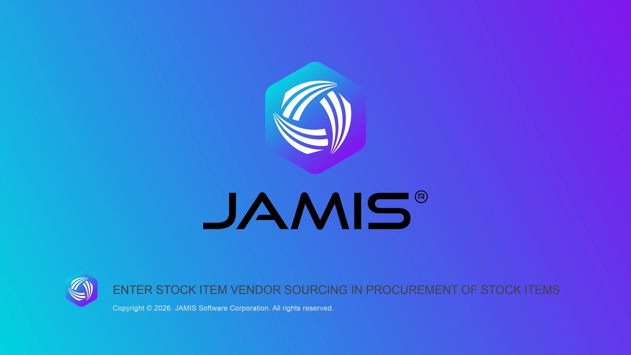 Enter Stock Item Vendor Sourcing in Procurement of Stock Items | JAMIS Prime