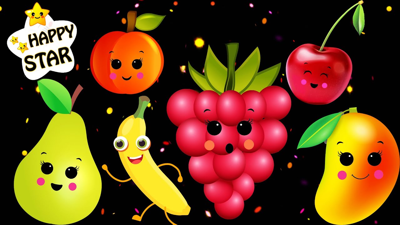 Yummy Fruits Dance Animation - Baby Sensory Videos - Kids Dance Video - Happy Star Dancing