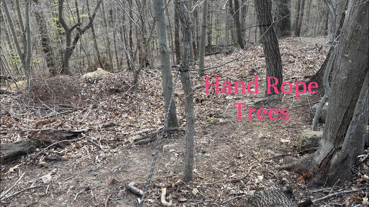 ￼￼ tying ropes to trees to go down and up hill the ￼easy way