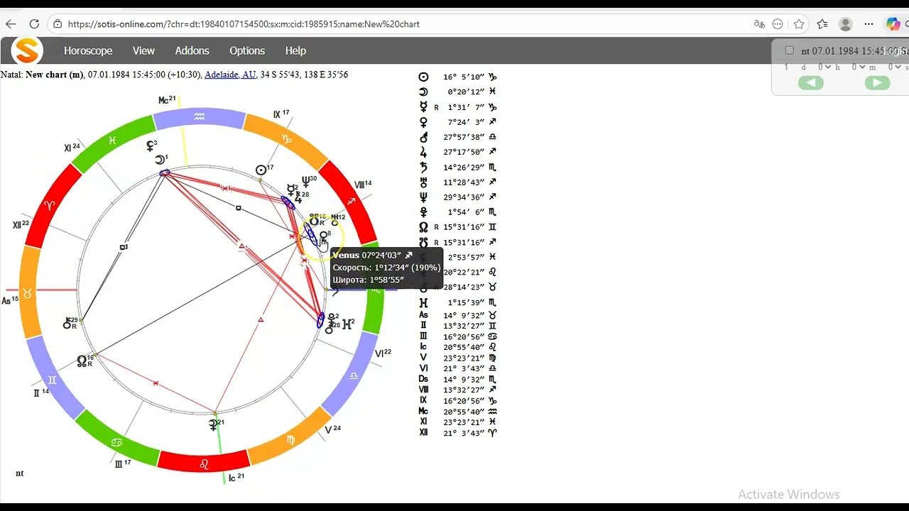 NATAL CHART, TRANSITS and DIRECTIONS - astrologer consultation