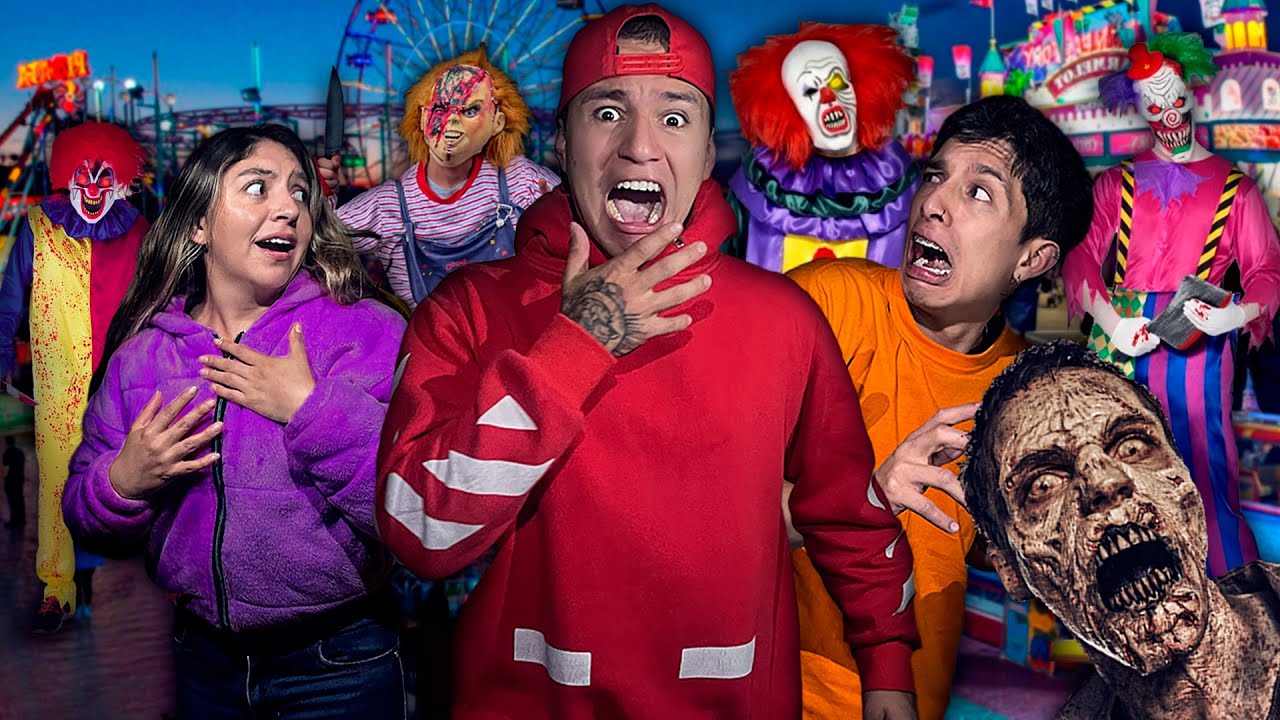 PASAMOS UNA  NOCHE en un PARQUE de DIVERSIONES! (CHUKY ,PAYASOS Y ZOMBIES)