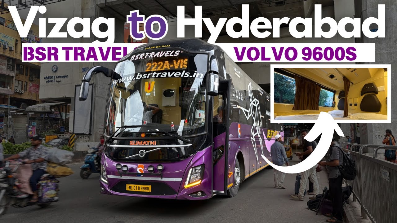 Vizag to Hyderabad 🚌 | BSR Travels Volvo 9600 Sleeper Bus Journey | Luxury Night Ride Experience