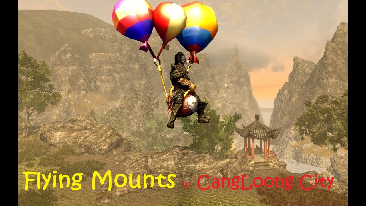 SKYRIM MOD Flying Mounts in CangLoong City (Part 4) LE and SE