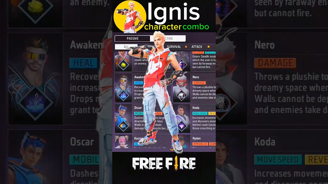 ignis character op combo 🤯||free fire ignis character combo #combo #gaming #freefire #op