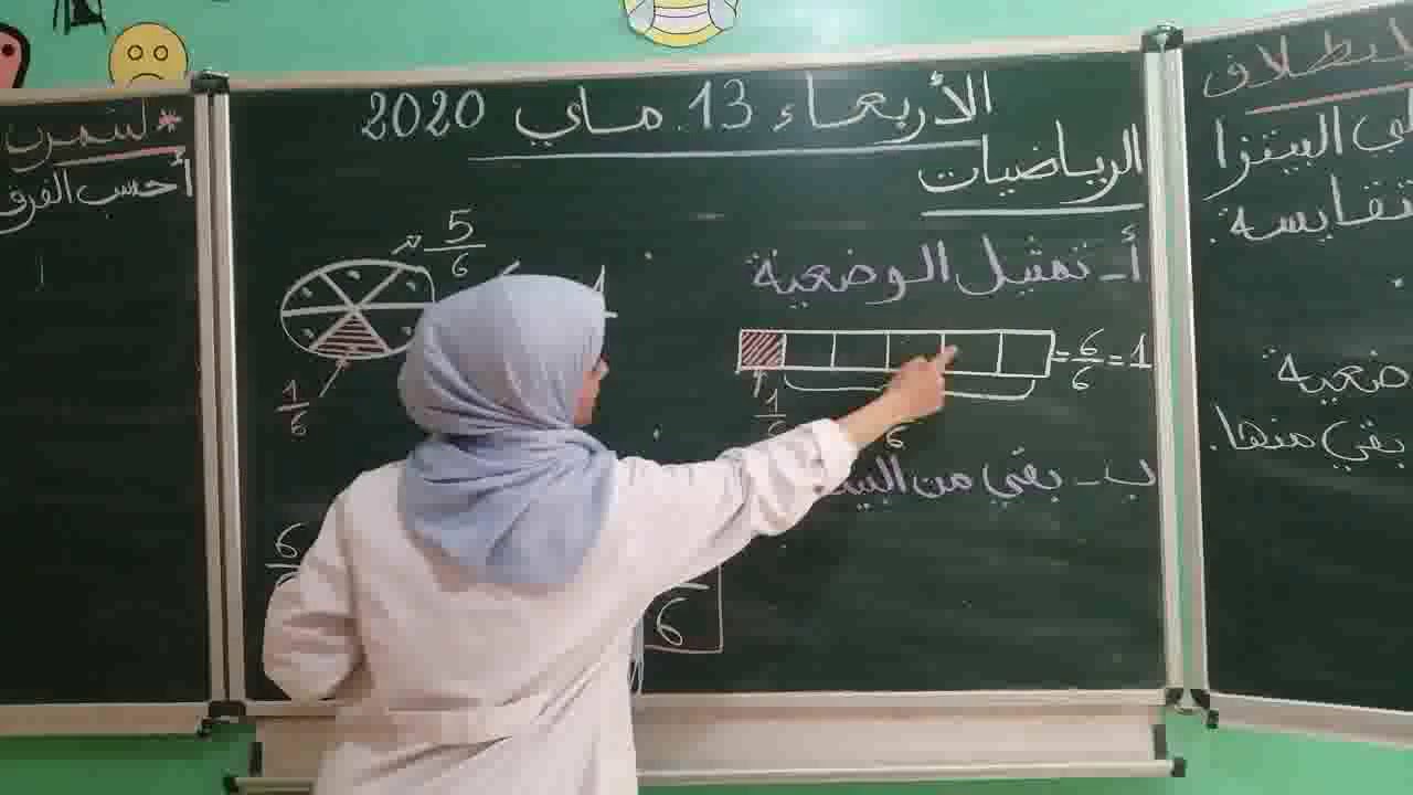 المادة :الرياضيات/المستوى:الثالث ابتدائي/عنوان الدرس:طرح الأعداد الكسرية