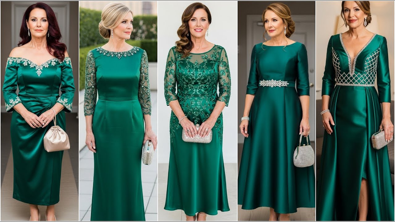 130 Satin Emerald Green Dresses for Mother of the Bride - Satin Dark Green Wedding Dress Styles 2025