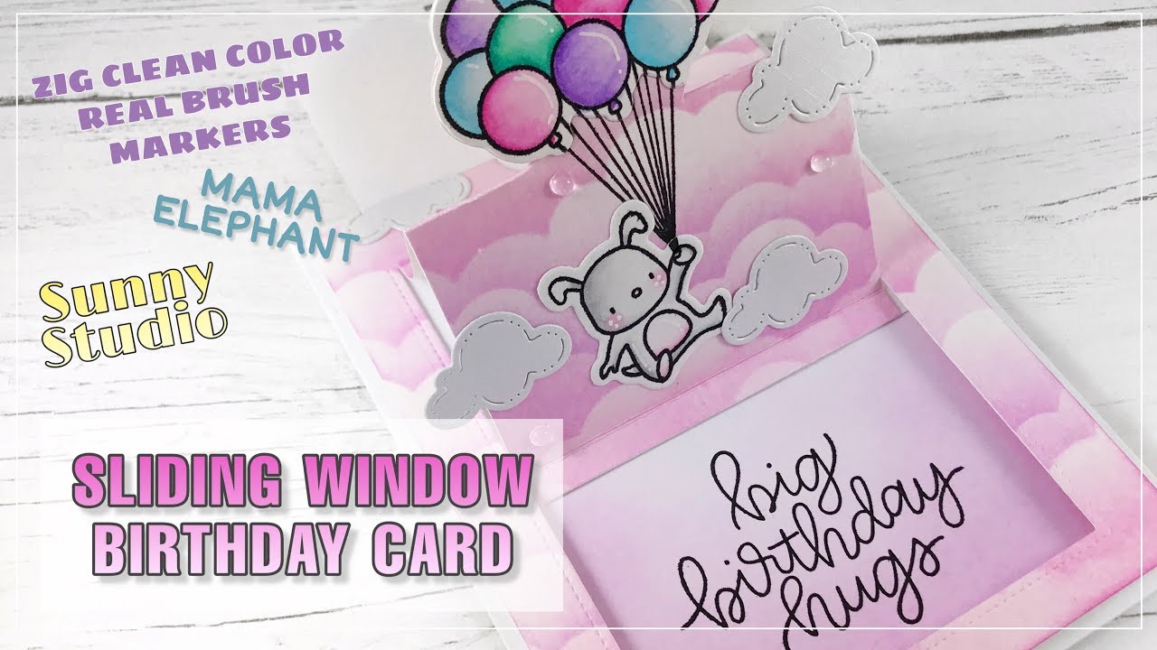Sliding Window Interactive Card | Mama Elephant | Zig Clean Color Real Brush