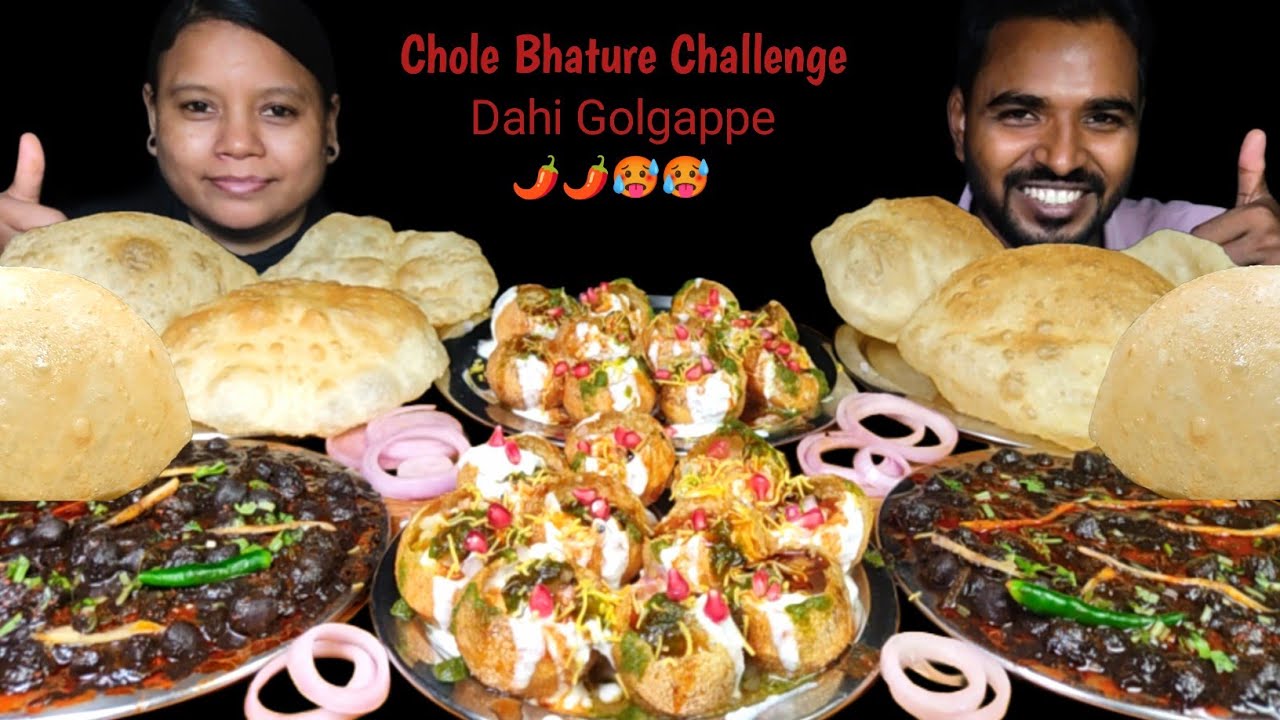 Chole Bhature and Dahi Puri Eating Challenge | Bhature Recipe | Couple Eating Show