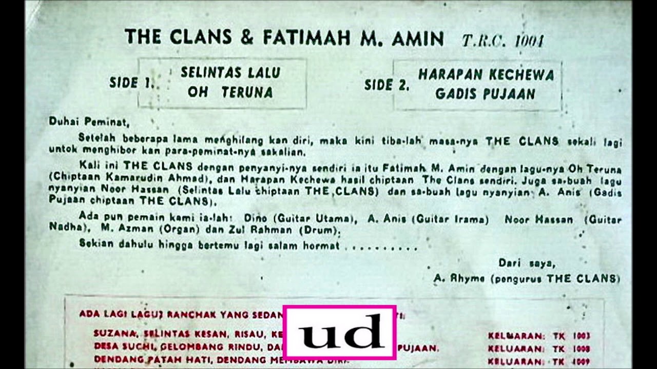 Fatimah M. Amin &  The Clans - Harapan Kecewa (The Clans) - 1966