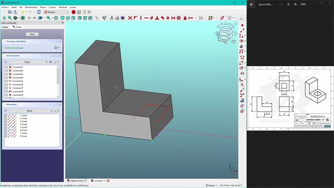FreeCAD para principiantes  Ejercicio 5 Vaciado / Extrusión de Corte