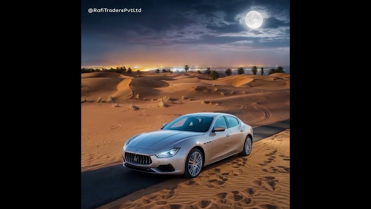 🌙✨ Maserati in the Moonlit Desert &ndash; Luxury Meets Timeless Beauty 🏎️ #luxurycars #beauty #desert