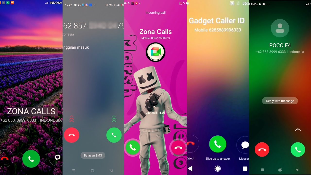 XIAOMI NOTE4 VS REALME 10 PRO VS SAMSUNG MARSH VS OPPO A15 VS POCO F4 PRO incoming calls