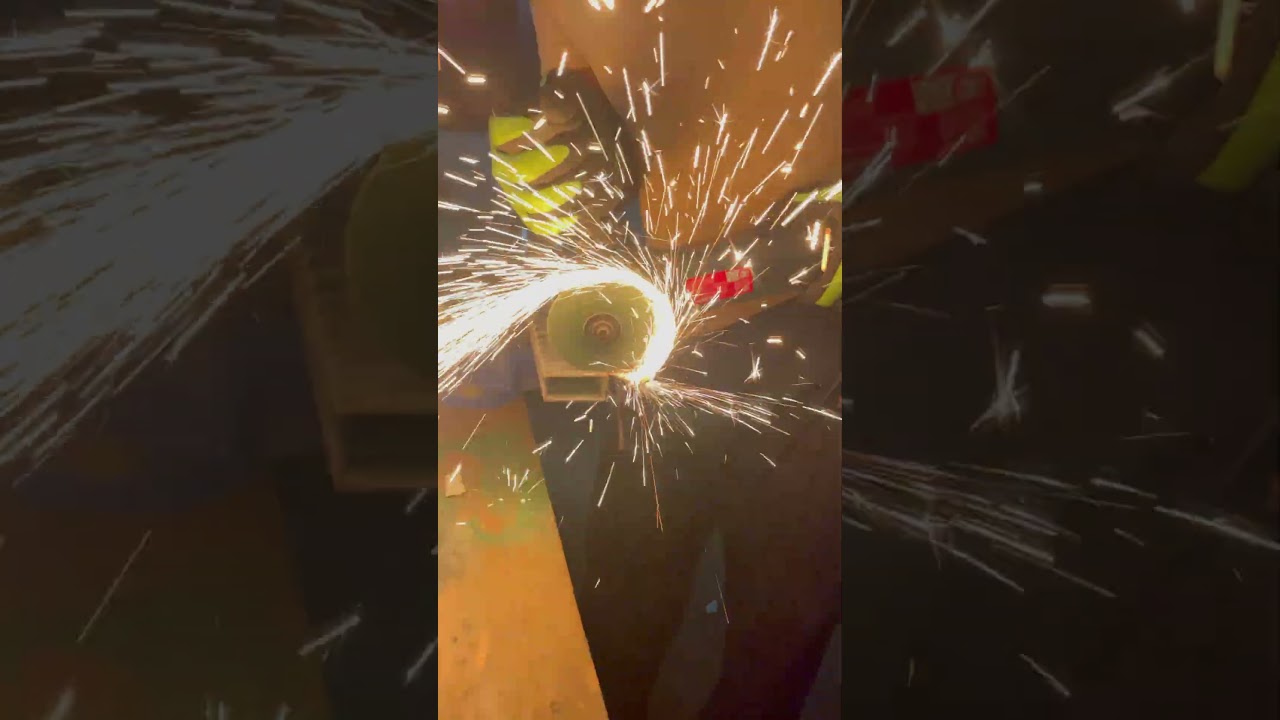 Intense Sparks! ⚙️ Cutting Metal Box Bar with Angle Grinder 🔥 #Shorts