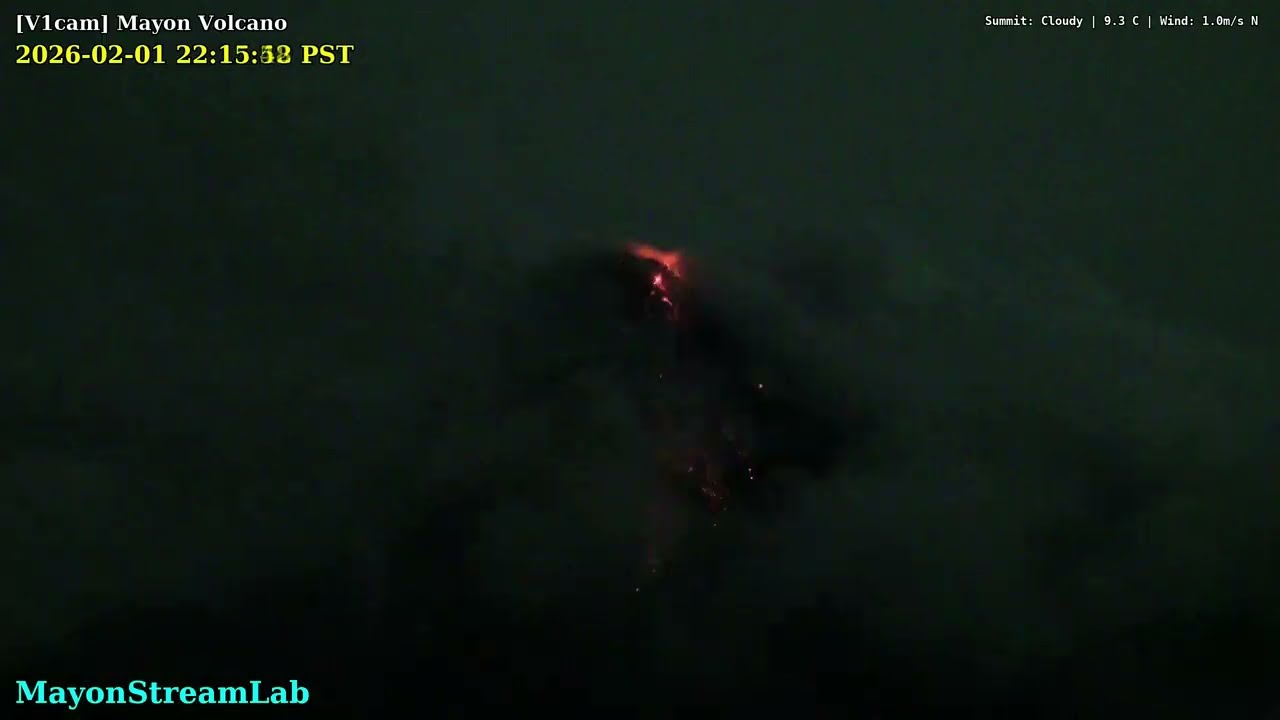 Mayon Volcano: 24-Hour Time-lapse [500x Speed] - February 01, 2026