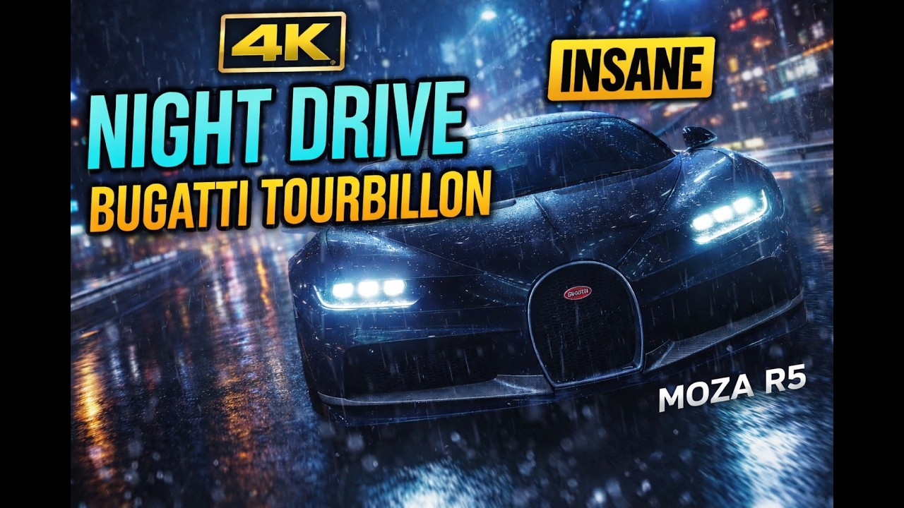 Driving a Bugatti Tourbillon in Rain at Night MOZA R5 Assetto Corsa 4K ULTRA GRAPHICS RX9070XT