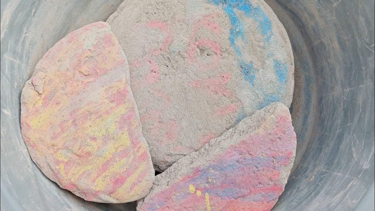 Gritty Pure Cement 🌈 Colours Gaint Bucket Shape dusty powder play dry bomastic fast #Crumbling #ASMR