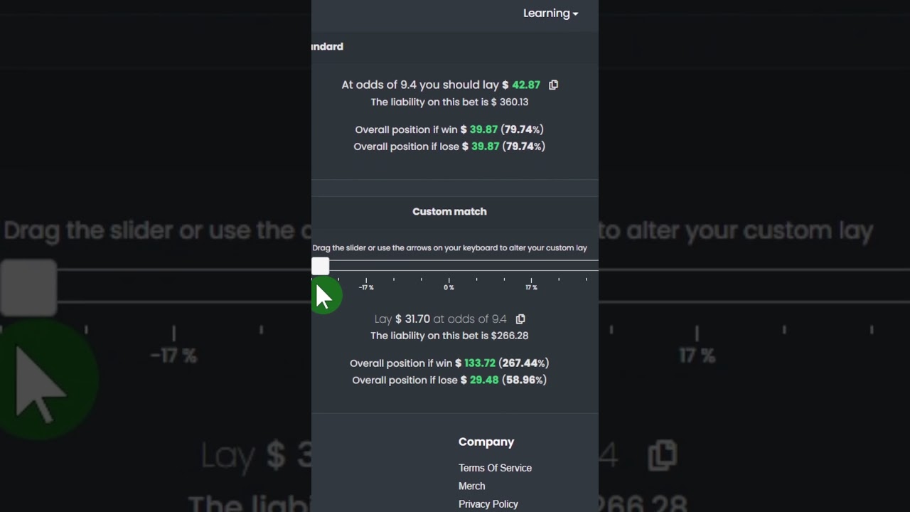 Using the advanced calculator to underlay bonus bets