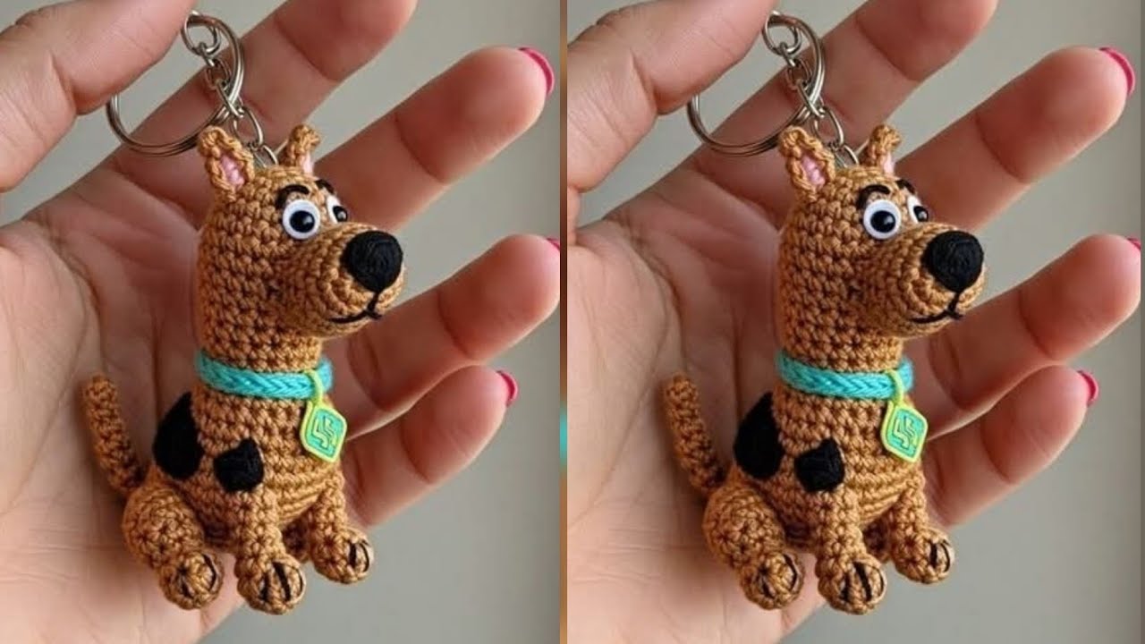 crochet dog keychain, crochet keychain, cute crochet keychain/@YoModaCrochet