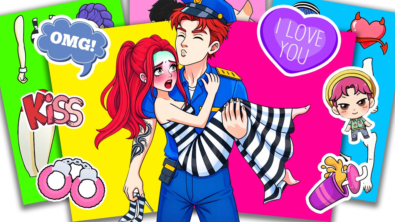 Paper DIY💖KPOP DEMON HUNTERS POLICE ABBY Kiss MIRA HUNTRIX | Sticker Book DIY