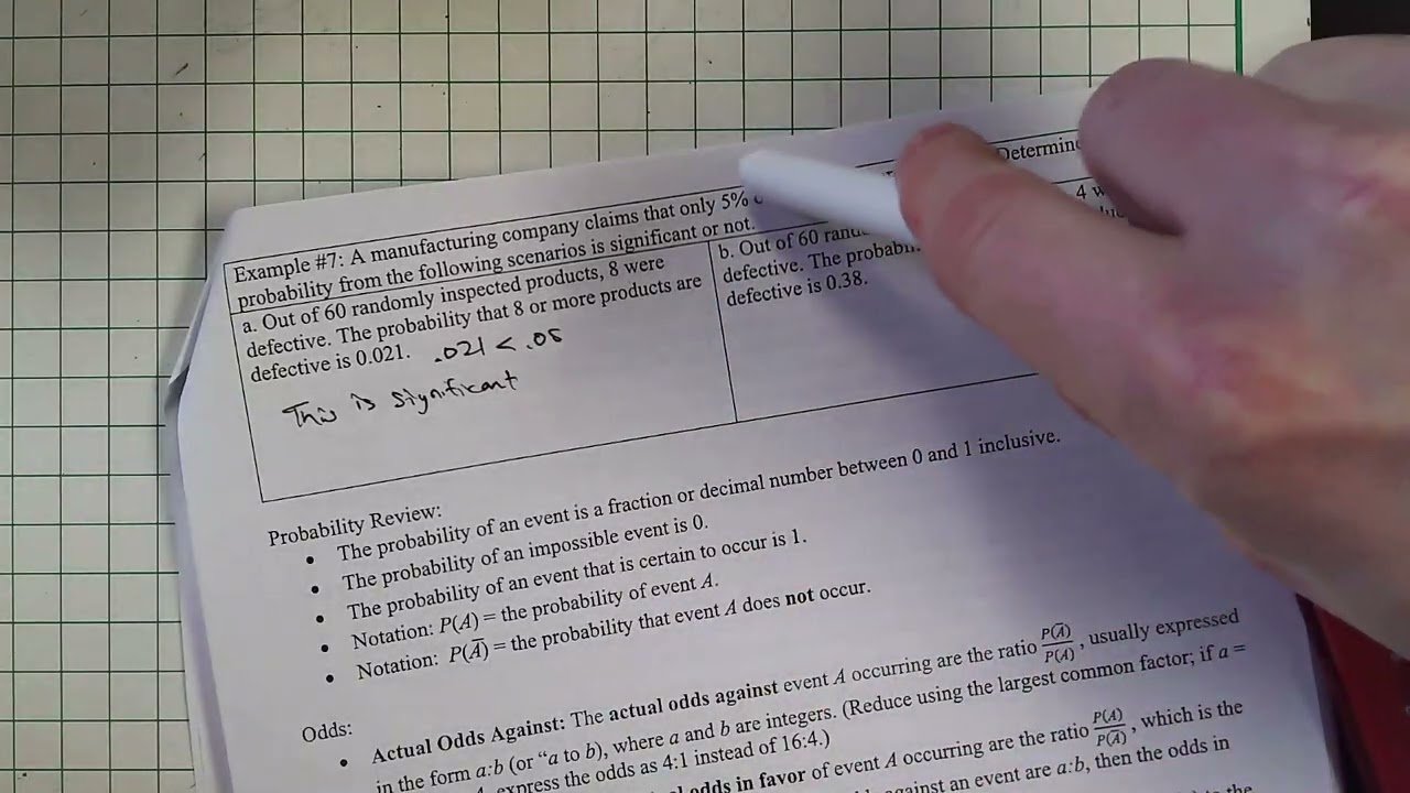 STAT 2163 Lesson 4.1 Example #7 Significance with Probabilities