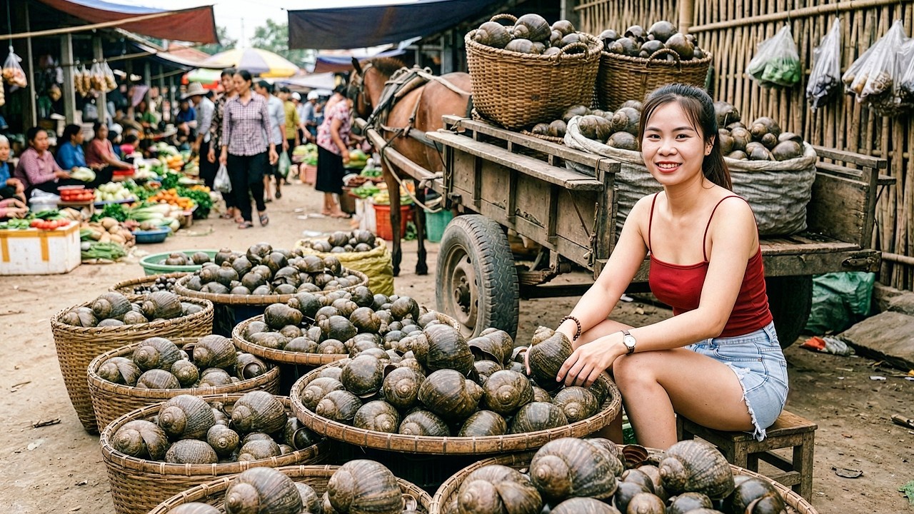 Harvesting 1000+ Snails from the Mud Pond to Sell at the Countryside Market | Toan Daily Fram