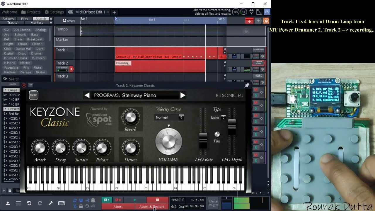 Portable MIDI Controller (with 4x4 buttons ) using Raspberry Pi Pico and CircuitPython (Demo)