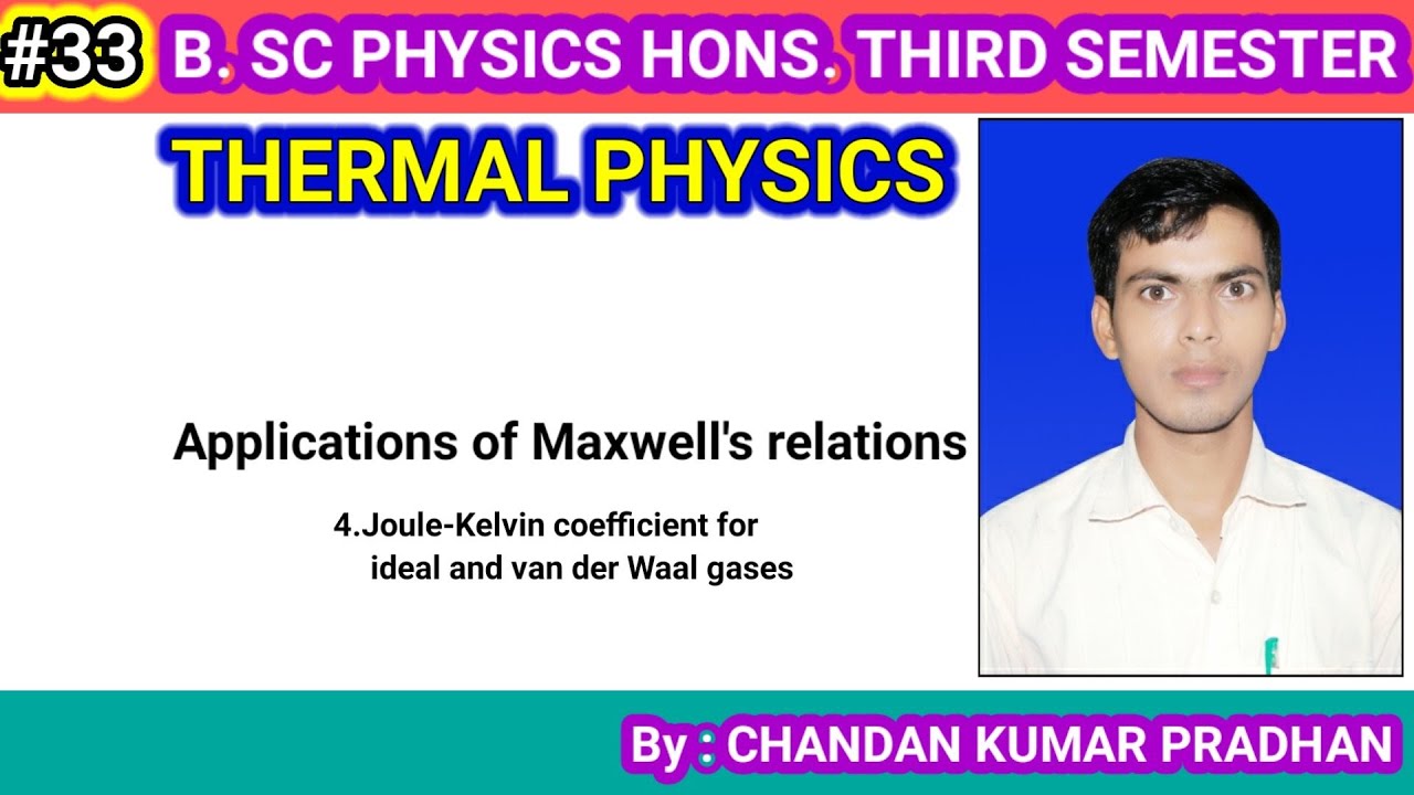 THERMAL PHYSICS: Applications of Maxwell's relations (Joule-Kelvin coefficient)