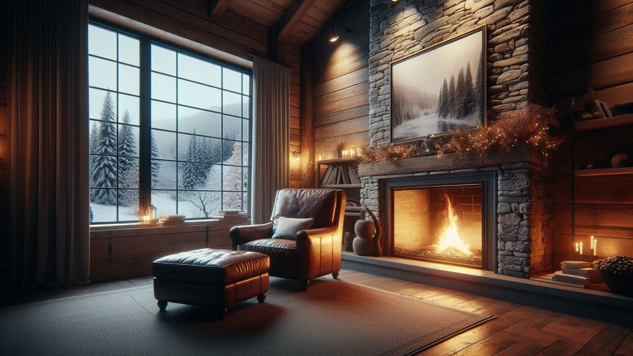 Warm Fireplace & Relaxing Jazz Music 🔥 Cozy Winter Ambience for Work, Study & Reading