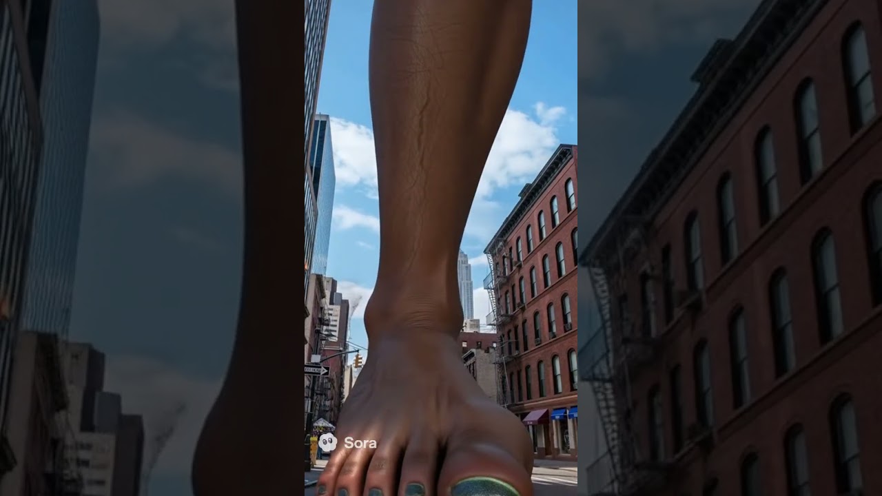 Giant foot looking for his friend.  #funny #ai #short