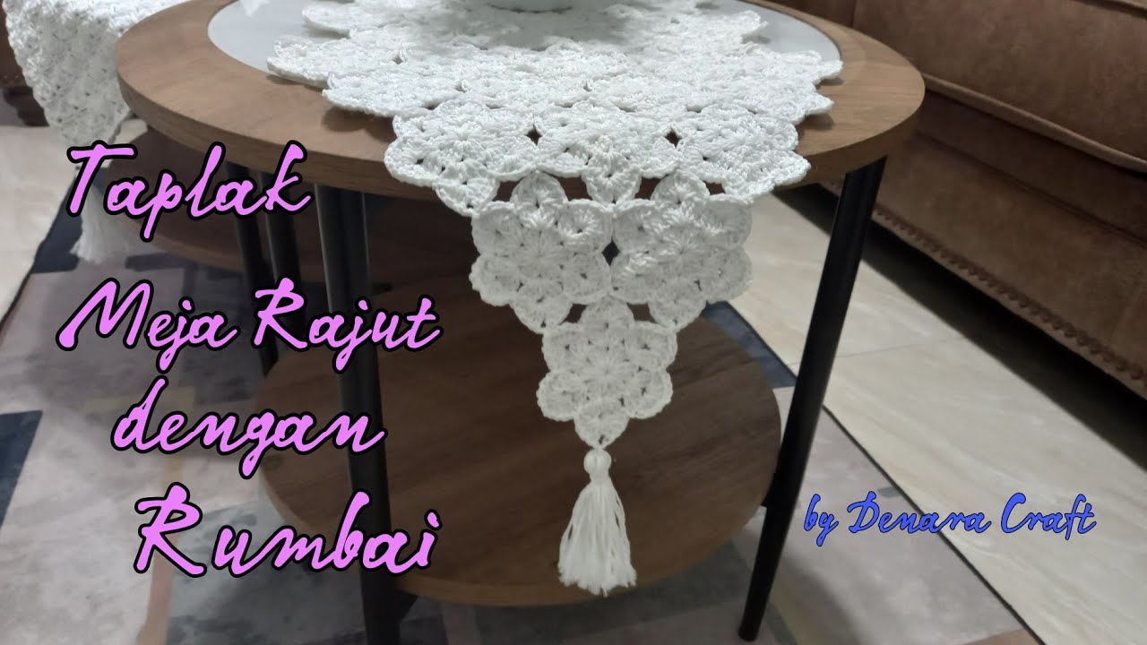 Taplak Meja Rajut dengan Rumbai || Easy Table Runner Crochet Pattern