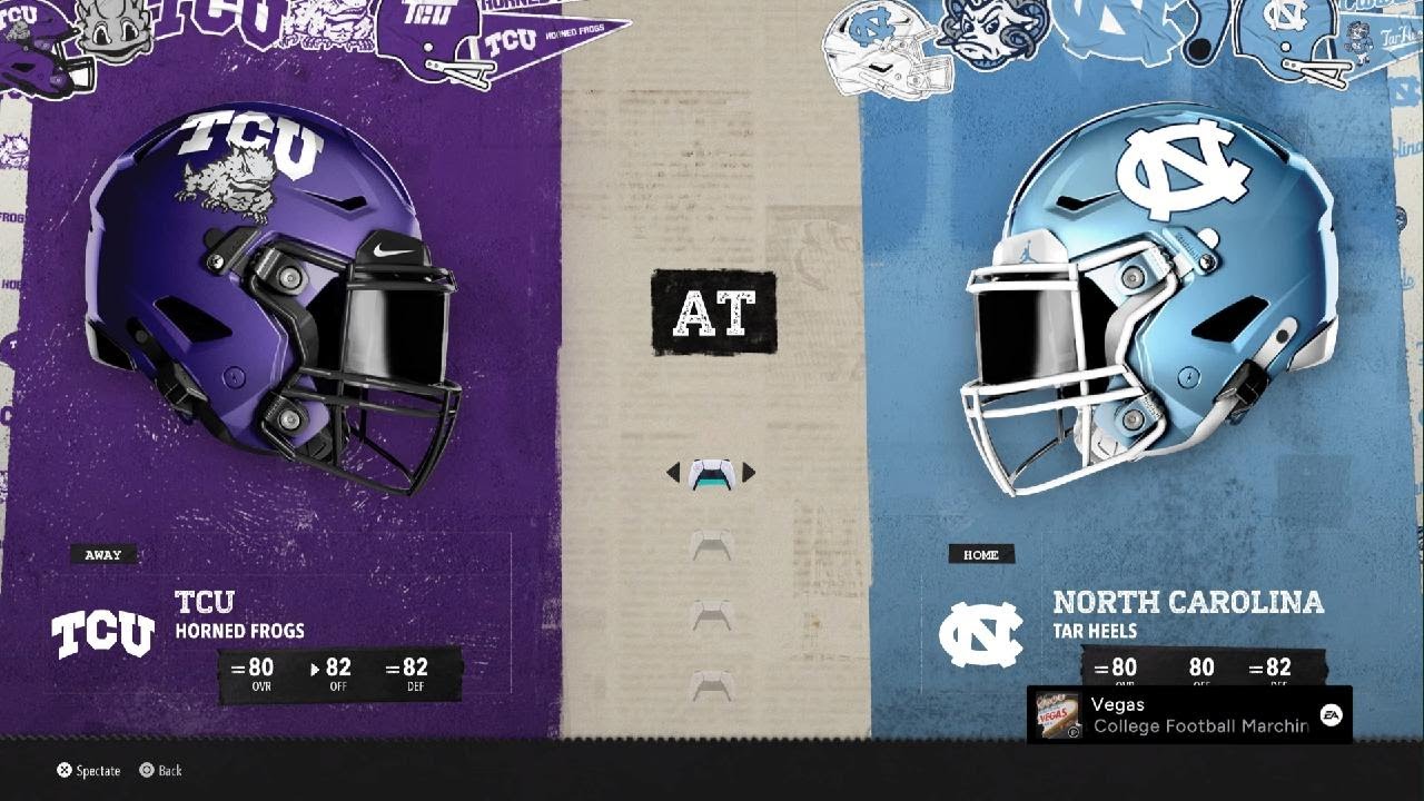 EA SPORTS College Football 26 Week 1 simulation TCU Vs North Carolina