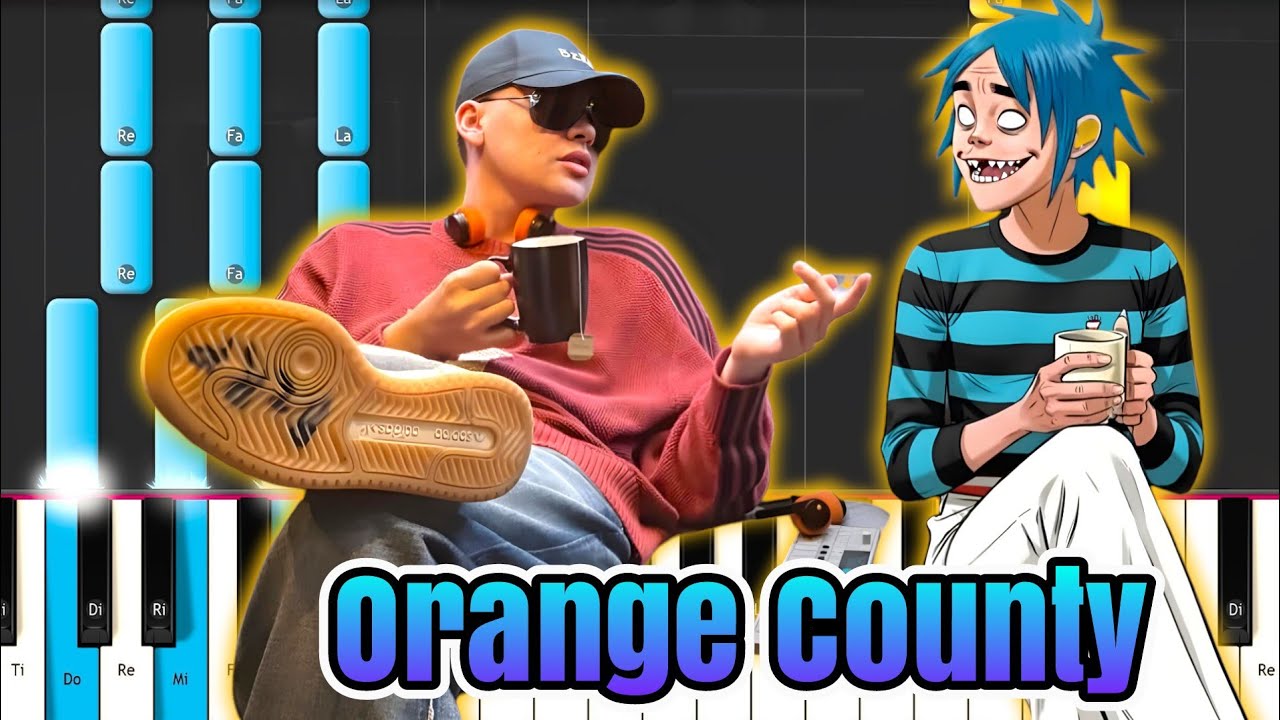Gorillaz , Bizarrap -  Orange County / The Hardest Thing  -  PIANO TUTORIAL