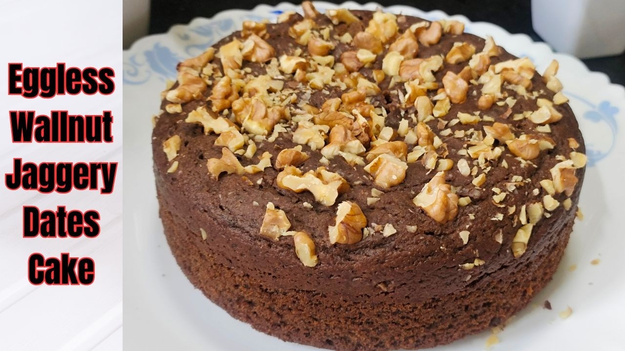 Dates Wallnut Cake | Dry fruits healthy cake | No Sugar Cake | Eggless Wallnut Jaggery Dates Cake