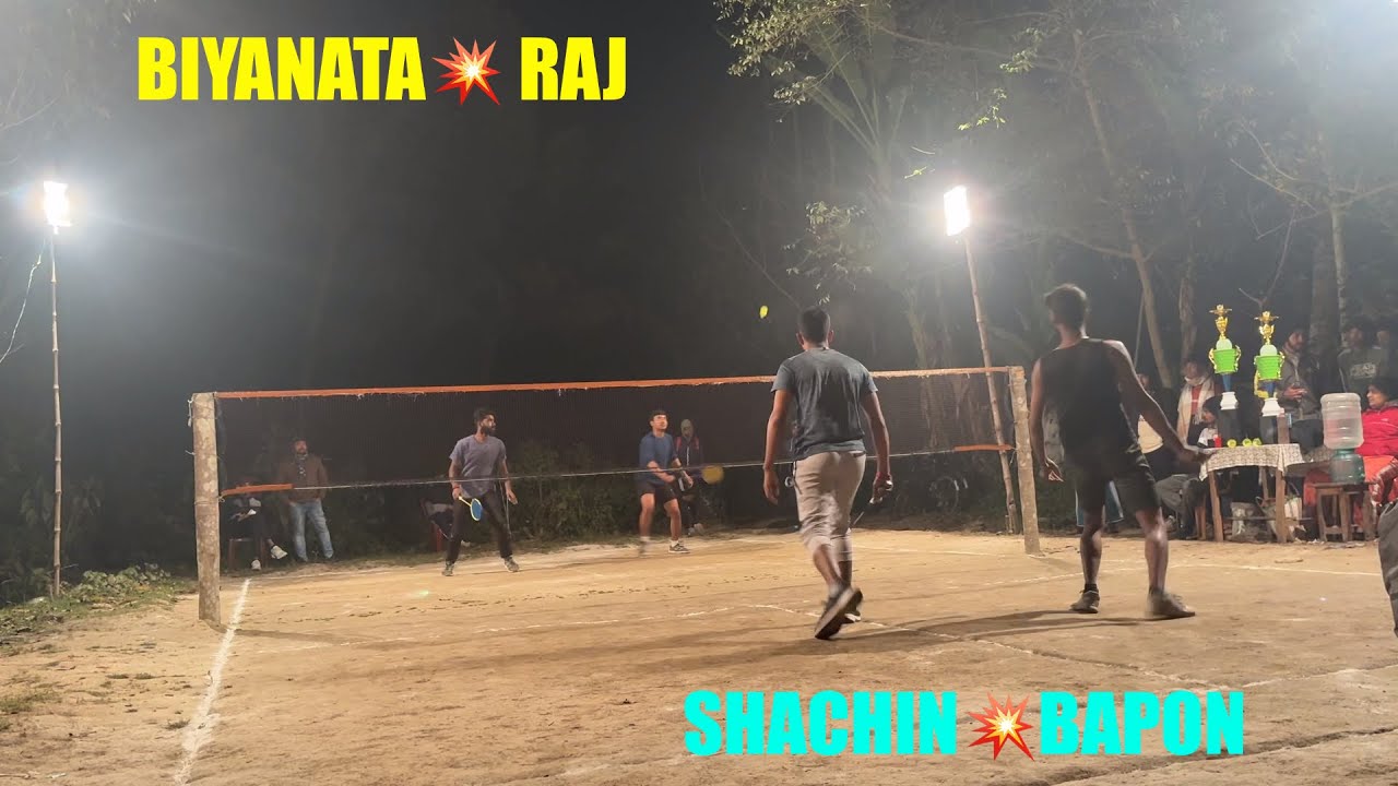 OUTDOOR BADMINTON TOURNAMENT AT ATHURIA 08/02/2026ll BIYANTA & RAJ  🆚  BAPON & SHACHIN ll 1ST SET 