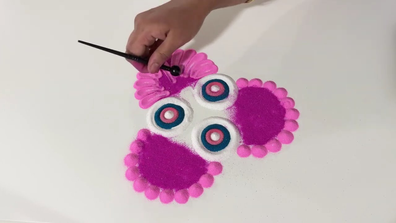 Easy Rangoli Design for beginners #video #viral #rangoli #festival #satisfying #colorful #art