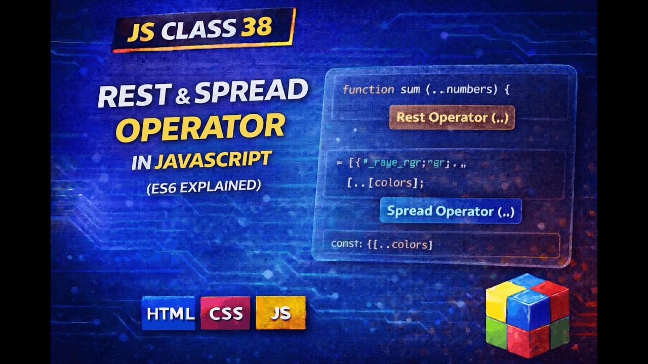 JS Class 38 | Rest & Spread Operator in JavaScript (ES6 Explained)