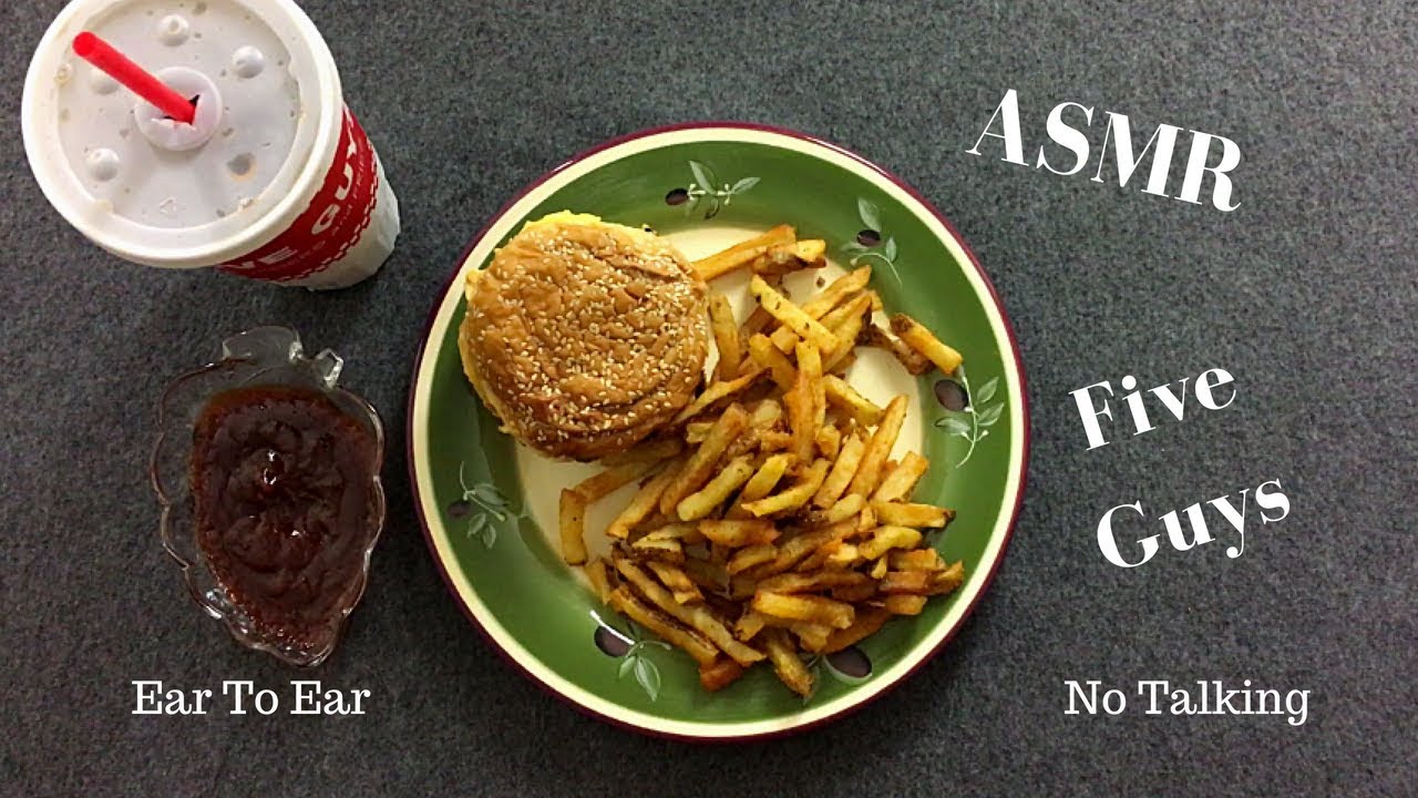 ASMR Five Guys Burger and Fries (Eating Sounds) No Talking~Ear To Ear